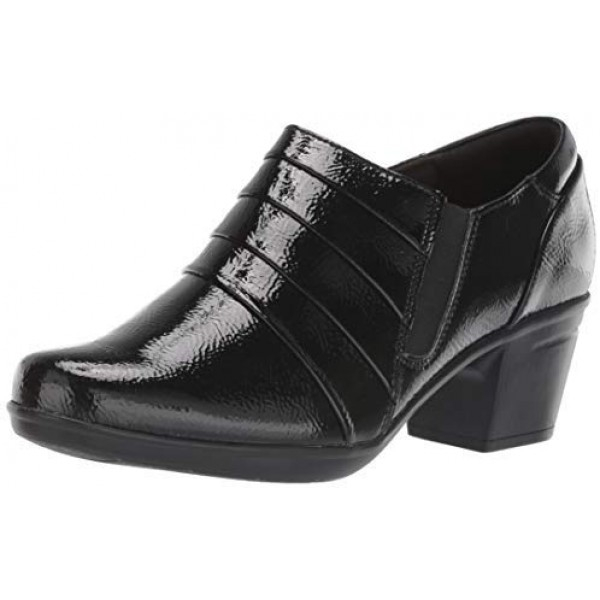 [해외] 클락스 여성 가이드 펌프 CLARKS Women's Emslie Guide Pump - Black Synthetic Crinkle Patent