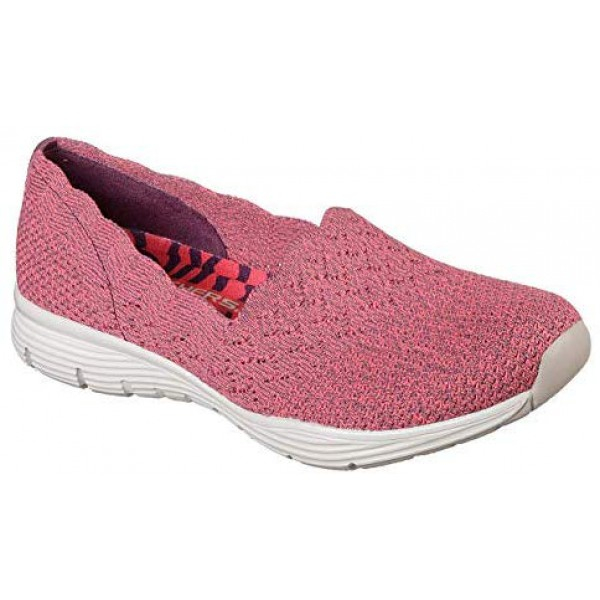 [해외] 스케쳐스 여성 클래식 로퍼 Skechers Women's Seager-Stat-Scalloped Collar, Engineered Skech-Knit Slip-on-Classic Fit Loafer - Red