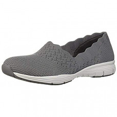 [해외] 스케쳐스 여성 클래식 로퍼 Skechers Women's Seager-Stat-Scalloped Collar, Engineered Skech-Knit Slip-on-Classic Fit Loafer - Grey