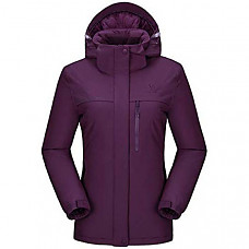 [해외] 카멜 크라운 여성 방수 스키 자켓 CAMEL CROWN Women’s Mountain Snow Waterproof Ski Jacket Detachable Hood Windproof Fleece Parka Rain Jackt Winter Coat - Dark Purple