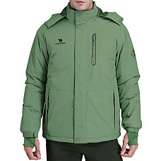 [해외] 카멜 크라운 남성 방수 후드 자켓 CAMEL CROWN Men's Mountain Snow Waterproof Ski Jacket Detachable Hood Windproof Fleece Parka Rain Jacket Winter Coat - Green