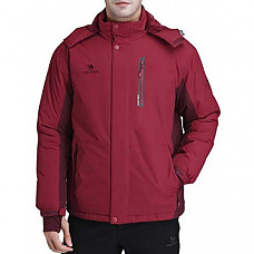 [해외] 카멜 크라운 남성 방수 후드 자켓 CAMEL CROWN Men's Mountain Snow Waterproof Ski Jacket Detachable Hood Windproof Fleece Parka Rain Jacket Winter Coat - Red