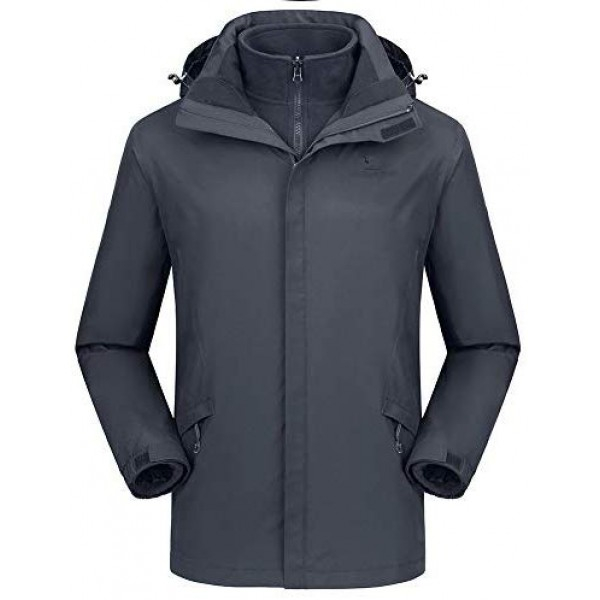 [해외] 카멜 크라운 남성 방수 자켓 플리스  CAMEL CROWN Men’s Ski Jacket 3 in 1 Waterproof Winter Jacket Snow Jacket Windproof Hooded with Inner Warm Fleece Coat - Grey-2