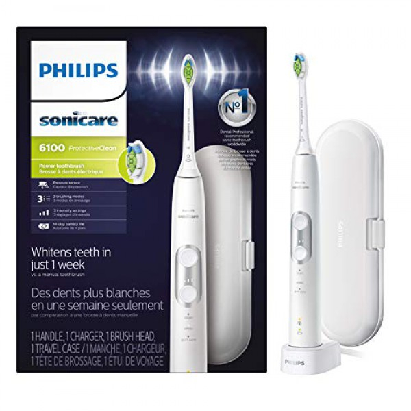 [해외] 필립스 소닉케어 전동칫솔 Philips Sonicare ProtectiveClean 6100 Rechargeable Electric Toothbrush, White HX6877/21
