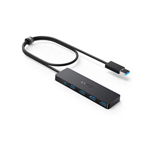 [해외] 앤커 슬림 4포트 USB 허브 Anker 4-Port USB 3.0 Hub, Ultra-Slim Data USB Hub with 2 ft Extended Cable [Charging Not Supported], for MacBook, Mac Pro, Mac mini, iMac, Surface Pro, XPS, PC, Flash Drive, Mobile HDD