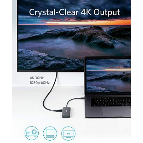 [해외] 앤커 5-in-1 USB 허브 아뎁터 Anker USB C Hub Adapter, USB C Adapter, with 4K USB C to HDMI , SD and microSD Card Reader, 2 USB 3.0 Ports, for MacBook Pro 2019/2018/2017, iPad Pro 2019/2018, Pixelbook, XPS, and More