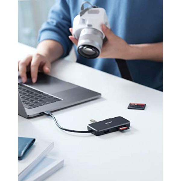 [해외] 앤커 5-in-1 USB 허브 아뎁터 Anker USB C Hub Adapter, USB C Adapter, with 4K USB C to HDMI , SD and microSD Card Reader, 2 USB 3.0 Ports, for MacBook Pro 2019/2018/2017, iPad Pro 2019/2018, Pixelbook, XPS, and More