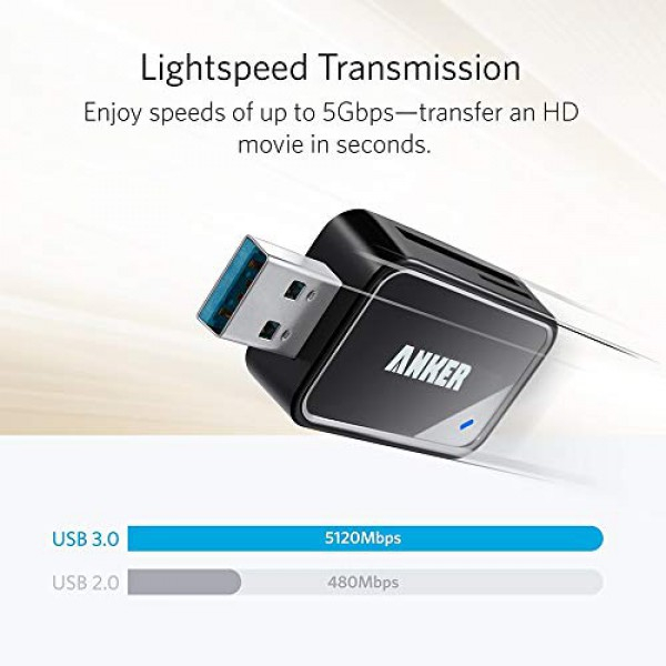 [해외] 앤커 2-in-1 USB 3.0 SD카드 리더기 Anker USB 3.0 SD Card Reader for SDXC, SDHC, SD, MMC, RS-MMC, Micro SDXC, Micro SD, Micro SDHC Card and UHS-I Cards