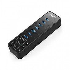 [해외] 앤커 10포트 데이터 허브 Anker 10 Port 60W Data Hub with 7 USB 3.0 Ports and 3 PowerIQ Charging Ports for MacBook, Mac Pro/Mini, iMac, XPS, Surface Pro, iPhone 7, 6s Plus, iPad Air 2, Galaxy Series, Mobile HDD, and More