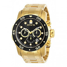 [해외] 인빅타 남성 프로다이버 컬렉션 시계 Invicta Men's 0072 Pro Diver Collection Chronograph 18k Gold-Plated Watch, Gold/Black