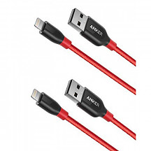 [해외] 앤커 파워라인 케이블 [2-Pack] Anker  Powerline+ Lightning Cable (3ft) Durable and Fast Charging Cable [Aramid Fiber & Double Braided Nylon] for iPhone Xs/XS Max/XR/X / 8/8 Plus / 7/7 Plus/iPad and More (Red)