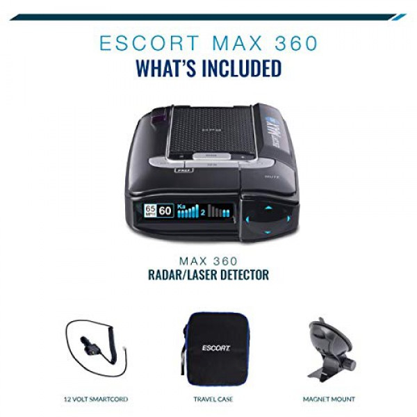 [해외] 에스코트 맥스360 과속단속장비 탐지기 ESCORT MAX360 Laser Radar Detector - GPS, Directional Alerts, Dual Antenna Front and Rear, Bluetooth Connectivity, Voice Alerts, OLED Display, Escort Live