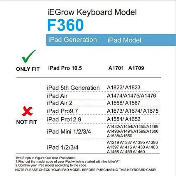 [해외] 아이패드 프로 10.5 360회전 블루투스 키보드 케이스 iPad Pro 10.5 Keyboard Case, iEGrow F360 7 Color Backlit and Dream Lighting Bluetooth Keyboard with 360 Degree Rotatable Case Cover for 2017 iPad Pro Model A1701/A1709(Silver)