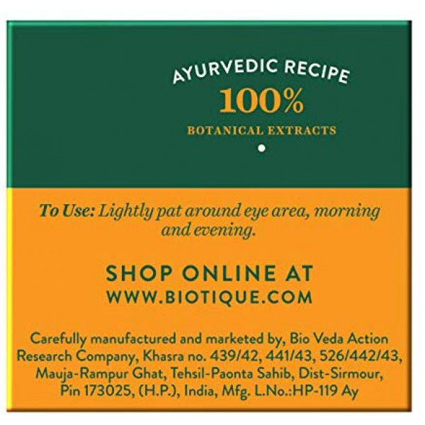 [해외] 바이오티크 아몬드 아이크림 Biotique Almond Under Eye Cream For Dark Circles & Puffiness 15 g