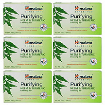 [해외] 히말라야 비누 Himalaya Purifying Neem & Turmeric Cleansing Bar (6 PACK) for Clean and Healthy Looking Skin, 4.41 Oz/125 gm