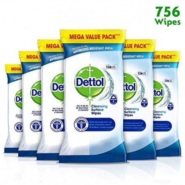 [해외] Dettol 데톨 와이프 항균 표면 세정, Wipes Antibacterial Bulk Surface Cleaning, Multipack of 6 x 126, Total 756 Wipes