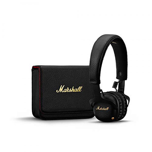 [해외] Marshall Mid ANC 능동형 소음 차단 무선 블루투스 헤드폰, Active Noise Cancelling On-Ear Wireless Bluetooth Headphone, Black (04092138)
