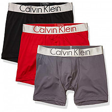[해외] 캘빈 클라인 남성용 속옷 Calvin Klein Underwear Men's Steel Micro Boxer Briefs - Black/Red Alert/Cement