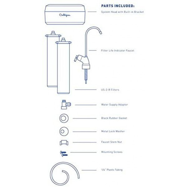 [해외] 컬리건 언더싱크 2단계 WTR 정수기(US-2 2Stage, 흰색) CULLIGAN US-2 2Stage Drink WTR System, 13.58 x 10.23 x 4.52, White