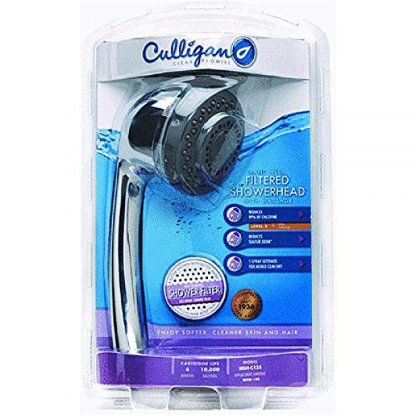 [해외] 컬리건 핸드 헬드 필터 샤워 헤드(HSH-C135) Culligan CHR Filt SHWR Head HSH-C135 Hand Held Filtered Showerhead, Chrome Finish