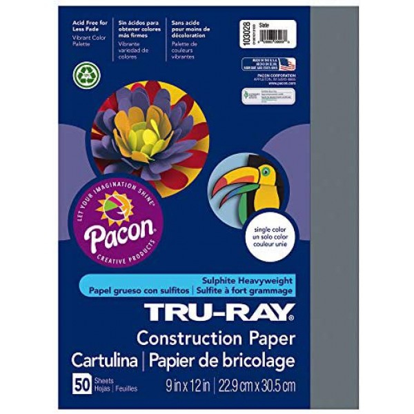 [해외] Pacon 공작종이 Tru-Ray Heavyweight Construction Paper, Slate, 9
