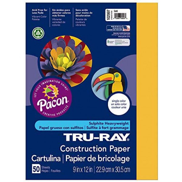[해외] Pacon 공작종이 Tru-Ray Heavyweight Construction Paper, Gold, 9