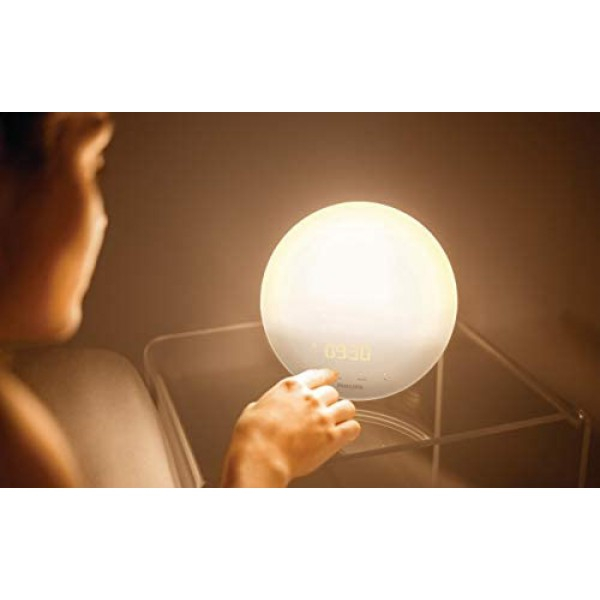 [해외] 필립스 스마트폰 연계 웨이크업 라이트 테라피 알람시계 램프(HF3520/60) Philips SmartSleep  Wake-Up Light Therapy Alarm Clock with Colored Sunrise Simulation and Sunset Fading Night Light, White