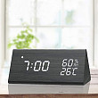 [해외] 디지탈 알람 목재 형태 시계, LED 표시, 습도 및 온도 감지 JALL Digital Alarm Clock, with Wooden Electronic LED Time Display, 3 Alarm Settings, Humidity & Temperature Detect, Wood Made Electric Clocks for Bedroom, Bedside, Black