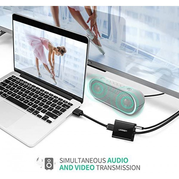 [해외] 유그린(UGREEN) 영상/오디오 변환 어뎁터 Active HDMI to VGA Adapter with 3.5mm Audio Jack HDMI Female to VGA Male Converter for TV Stick, Raspberry Pi, Laptop, PC, Tablet, Digital Camera, Etc