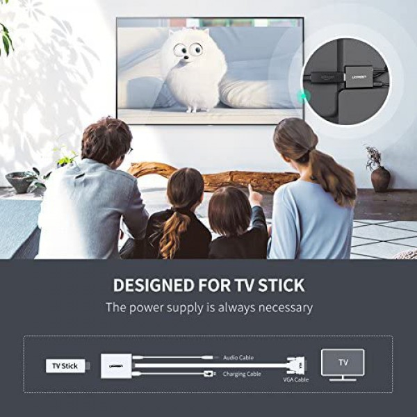 [해외] 유그린(UGREEN) 영상/오디오 변환 어뎁터 Active HDMI to VGA Adapter with 3.5mm Audio Jack HDMI Female to VGA Male Converter for TV Stick, Raspberry Pi, Laptop, PC, Tablet, Digital Camera, Etc