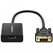 [해외] 유그린(UGREEN) 영상/오디오 변환 어뎁터 Active HDMI to VGA Adapter with 3.5mm Audio Jack HDMI Female to VGA Male Converter for TV Stick, Raspberry Pi, Laptop, PC, Tablet, Digital Camera, Etc