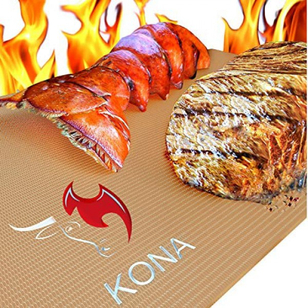 [해외] 코나(Kona) 야외 캠핑용 BBQ 그릴 매트 Copper Grill Mats - Best Non Stick BBQ Grilling Mats for Gas Grills, Electric, Charcoal, Smokers (Set of 2)