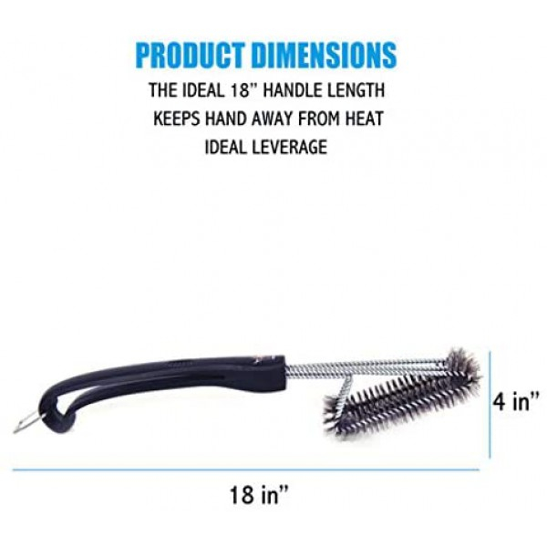 [해외] 코나(Kona) 360회전 야외 캠핑용 BBQ 그릴 청소 브러쉬 Clean Grill Brush, 18 inch Best BBQ Grill Brush - Stainless Steel 3-in-1 Grill Cleaner for Effortless Cleaning
