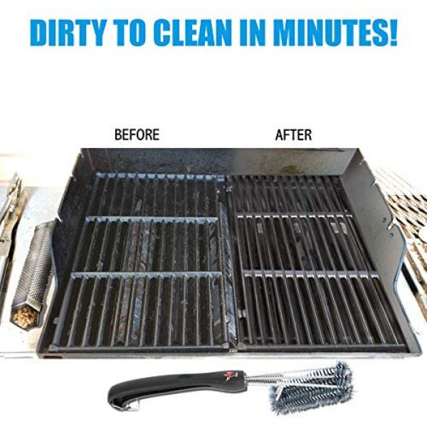 [해외] 코나(Kona) 360회전 야외 캠핑용 BBQ 그릴 청소 브러쉬 Clean Grill Brush, 18 inch Best BBQ Grill Brush - Stainless Steel 3-in-1 Grill Cleaner for Effortless Cleaning