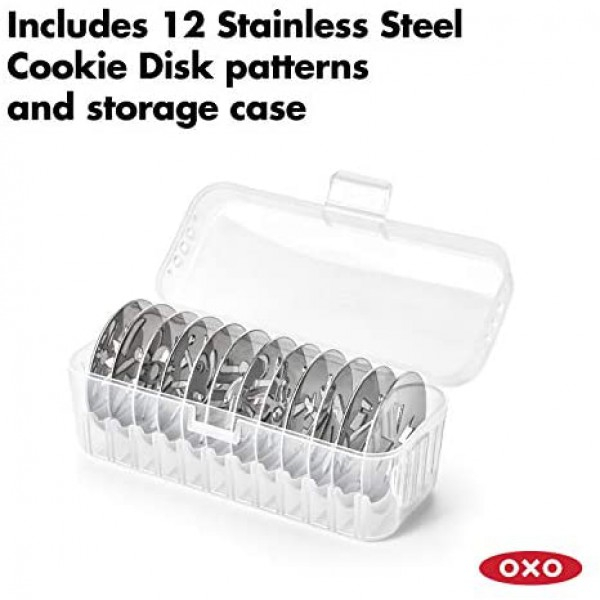 [해외] 옥소 굿그립 쿠키(과자) 프레스 OXO 1257580 Good Grips Cookie Press with Stainless Steel Disks and Storage Case,White,100