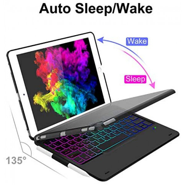 [해외] Earto 아이패드 7세대(10.5인치) 분리형 무선 백라이트 키보드케이스(Black) iPad 10.2 Case with Keyboard for iPad 7th Gen 2019 - iPad Air 10.5 2019 - iPad Pro 10.5 2017-343 DIY Backlits/7 Colors Backlit - Detachable Wireless Magnetic Keyboard - Smart Auto Sleep/Wake