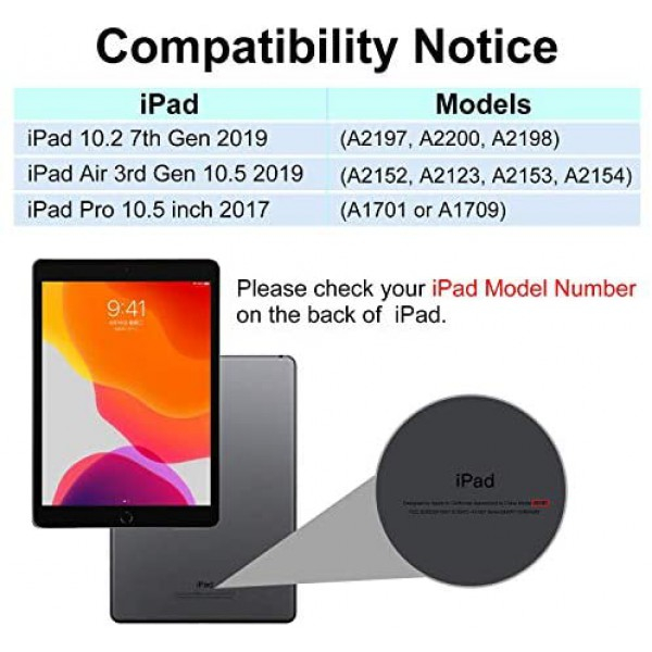 [해외] Earto 아이패드 7세대(10.5인치) 분리형 무선 백라이트 키보드케이스(Black) iPad 10.2 Case with Keyboard for iPad 7th Gen 2019 - iPad Air 10.5 2019 - iPad Pro 10.5 2017-343 DIY Backlits/7 Colors Backlit - Detachable Wireless Magnetic Keyboard - Smart Auto Sleep/Wake