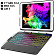 [해외] Earto 아이패드 7세대(10.5인치) 분리형 무선 백라이트 키보드케이스(Black) iPad 10.2 Case with Keyboard for iPad 7th Gen 2019 - iPad Air 10.5 2019 - iPad Pro 10.5 2017-343 DIY Backlits/7 Colors Backlit - Detachable Wireless Magnetic Keyboard - Smart Auto Sleep/Wake