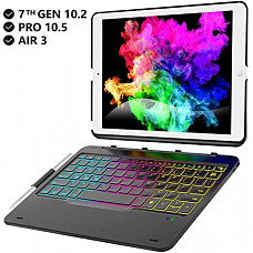 [해외] Earto 아이패드 7세대(10.5인치) 분리형 무선 백라이트 키보드케이스(Black) iPad 10.2 Case with Keyboard for iPad 7th Gen 2019 - iPad Air 10.5 2019 - iPad Pro 10.5 2017-343 DIY Backlits/7 Colors Backlit - Detachable Wireless Magnetic Keyboard - Smart Auto Sleep/Wake