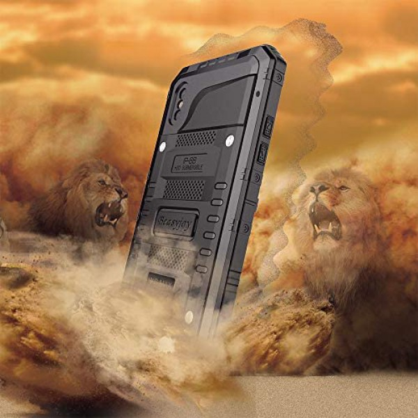 [해외] Beasyjoy 아이폰 Xs Max 휴대폰 케이스  방수 및 화면보호 케이스 포함 iPhone Xs Max Case Waterproof Metal Heavy Duty Strong Durable Cover Built-in Screen Full Body Protective Shockproof Tough Rugged Hybrid Military Grade Defender for Outdoor-Black