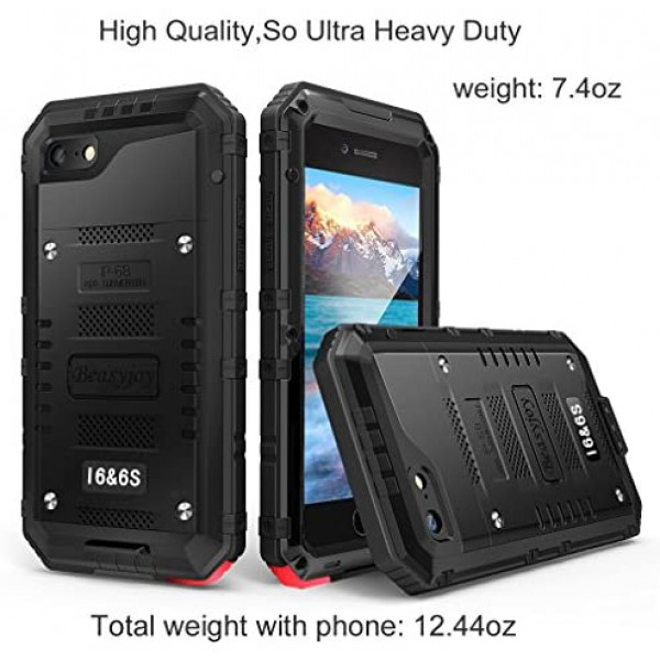 [해외] Beasyjoy 아이폰 6/6s 휴대폰 메탈 케이스 방수 및 화면보호 커버 포함 Metal Case Heavy Duty Waterproof Case Screen Full Body Military Grade Rugged Cover Drop Proof Shockproof Defender