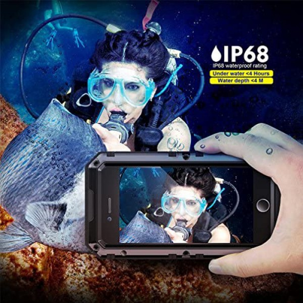 [해외] Beasyjoy 아이폰 6/6s 휴대폰 메탈 케이스 방수 및 화면보호 커버 포함 Metal Case Heavy Duty Waterproof Case Screen Full Body Military Grade Rugged Cover Drop Proof Shockproof Defender