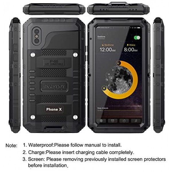 [해외] Beasyjoy 아이폰 X / 10 메탈 휴대폰 케이스 방수 및 화면보호 커버 포함 iPhone X Case iPhone 10 Metal Case Heavy Duty Cover with Screen Full Body Protection Shockproof Dustproof Drop Proof Rugged Durable Military Grade Defender