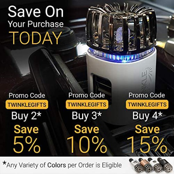 [해외] 차량용 냄새 및 바이러스 제거 이온화 방식 공기정화기(USB충전방식) TWINKLE BIRDS Car Air Purifier Ionizer - 12V Plug-in Ionic Anti-Microbial Car Deodorizer with Dual USB Charger - Smoke Smell, Pet and Food Odors, Allergens, Viruses Eliminator for Car