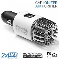 [해외] 차량용 냄새 및 바이러스 제거 이온화 방식 공기정화기(USB충전방식) TWINKLE BIRDS Car Air Purifier Ionizer - 12V Plug-in Ionic Anti-Microbial Car Deodorizer with Dual USB Charger - Smoke Smell, Pet and Food Odors, Allergens, Viruses Eliminator for Car