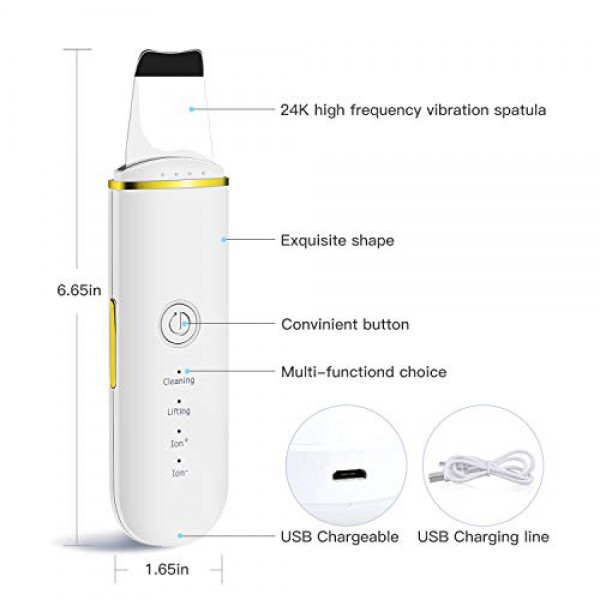 [해외] GUGUG 모공클리너 팁클렌징 스킨 스크러버 GUGUG Skin Scrubber - Skin Spatula, Blackhead Remover Pore Cleaner with 4 Modes, Facial Scrubber Spatula, Comedones Extractor for Facial Deep Cleansing