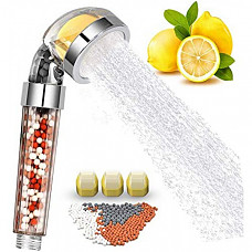 [해외] 비타민 C 정수 및 냄새(염소)제거 샤워기 헤드 (교체충전물 3개 포함) Vitamin C Filter Shower Head with 3 Replacement Balms - Handheld High Pressure Shower Head Remove Chlorine for Hard Water Softener with Citrus Smell for Dry Skin and Hair Loss