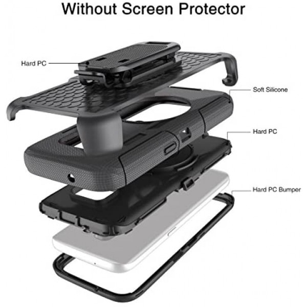 [해외] BENTOBEN 삼성갤럭시 S7 Case, 4in1 Hybrid Shockproof Heavy Duty Rugged Full Body Protective Cover Built-in Rotating Kickstand Swivel Belt Clip Holster Case for Samsung Galaxy S7- Black/Red