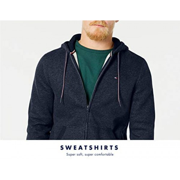 [해외] 타미힐피거 남성 풀집 후드 스웨터 Tommy Hilfiger Mens Full Zip Hoodie Sweatshirt (Deep Knit Black)