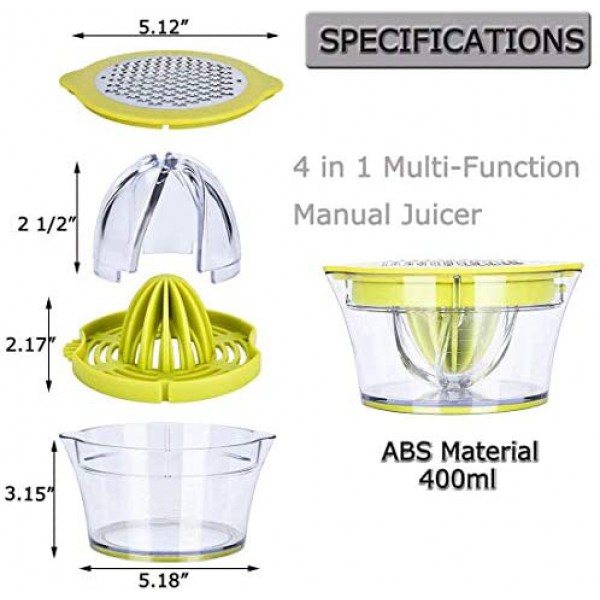 [해외] Drizom 귤/과일/오렌지 과즙(쥬스) 제조기 Citrus Lemon Orange Juicer Manual Hand Squeezer with Built-in Measuring Cup and Grater, 12OZ